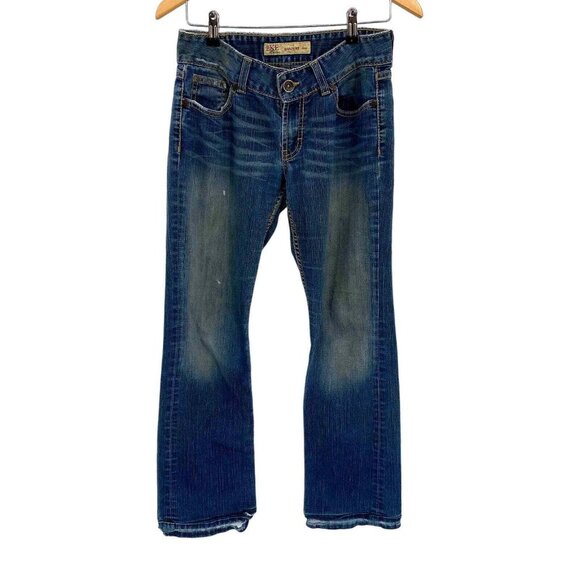 BKE Denim Culture Boot Jeans Womens 28 x 31.5 Distressed Raw Hem Fade Wash - Picture 1 of 11